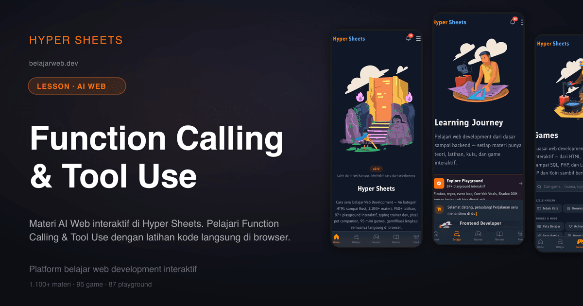 Function Calling & Tool Use — AI Web — Hyper Sheets