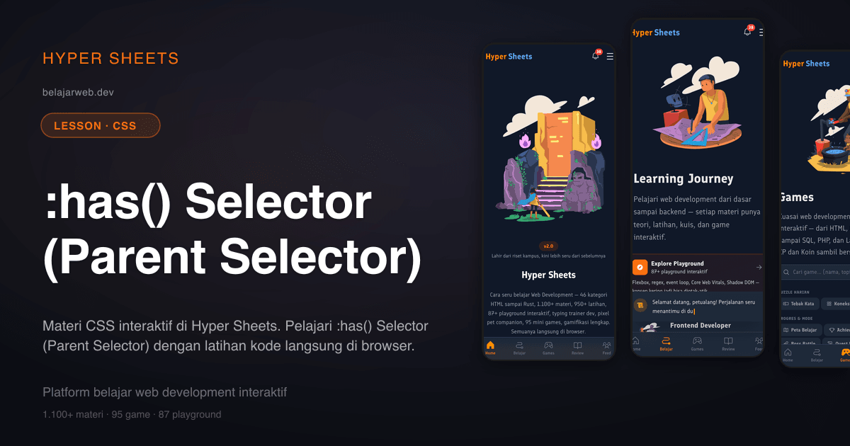 :has() Selector (Parent Selector) — CSS — Hyper Sheets