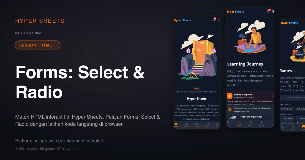 Forms: Select & Radio — HTML — Hyper Sheets