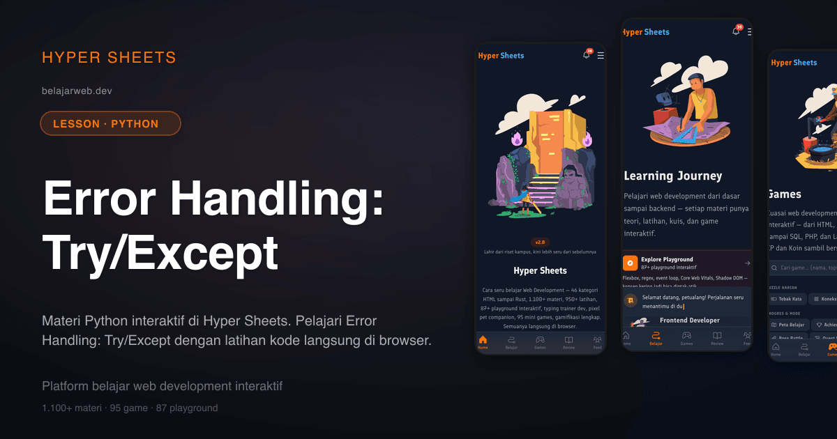 Error Handling: Try/Except — Python — Hyper Sheets