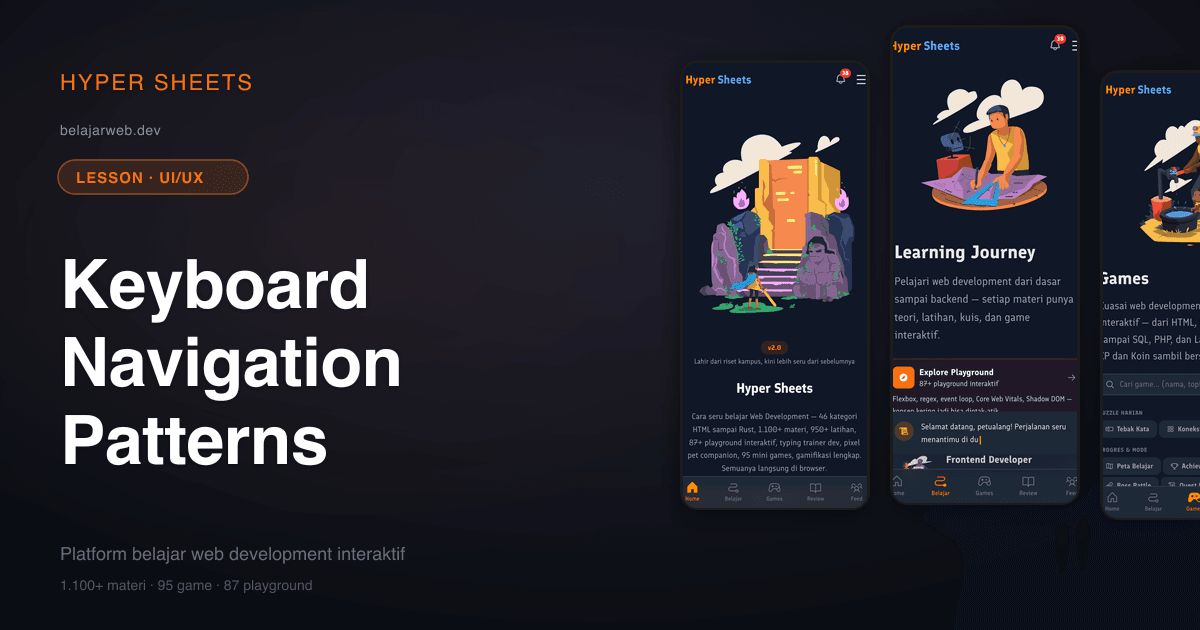 Keyboard Only Navigation Example Keyboard Navigation Patterns — UI/UX — Hyper Sheets