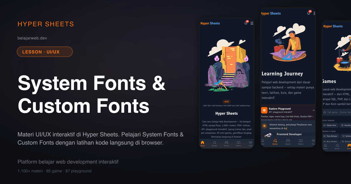 System Fonts & Custom Fonts — UI/UX — Hyper Sheets
